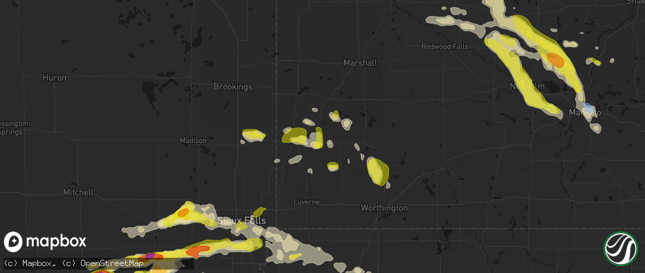 Hail map in Woodstock, MN on May 24, 2026