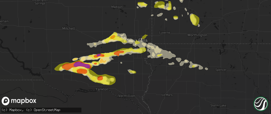 Hail map in Worthing, SD on May 24, 2026