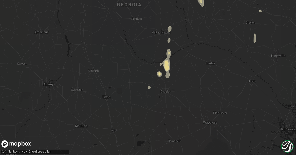 Hail map in Wray, GA on May 24, 2026