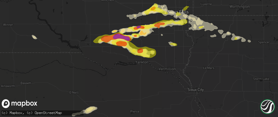 Hail map in Yankton, SD on May 24, 2026