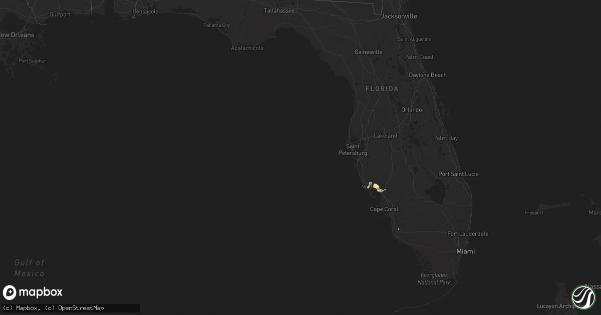 Hail map in Florida on May 25, 2012