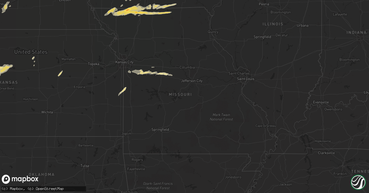 Hail map in Missouri on May 25, 2012
