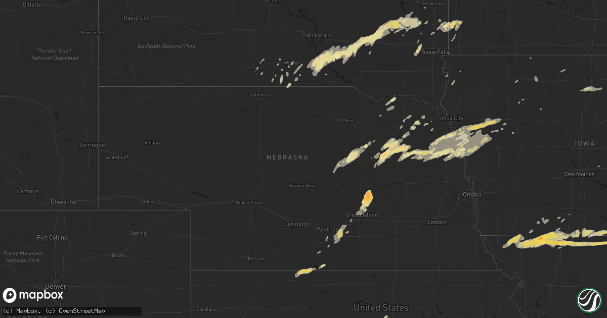 Hail map in Nebraska on May 25, 2012