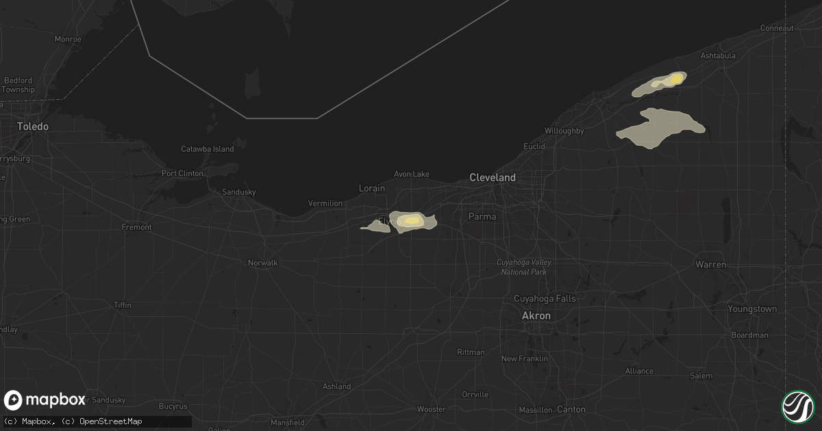 Hail map in North Ridgeville, OH on May 25, 2012