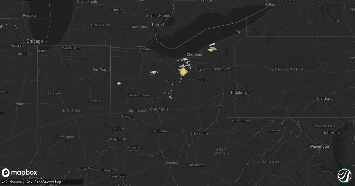 Hail map in Ohio on May 25, 2012
