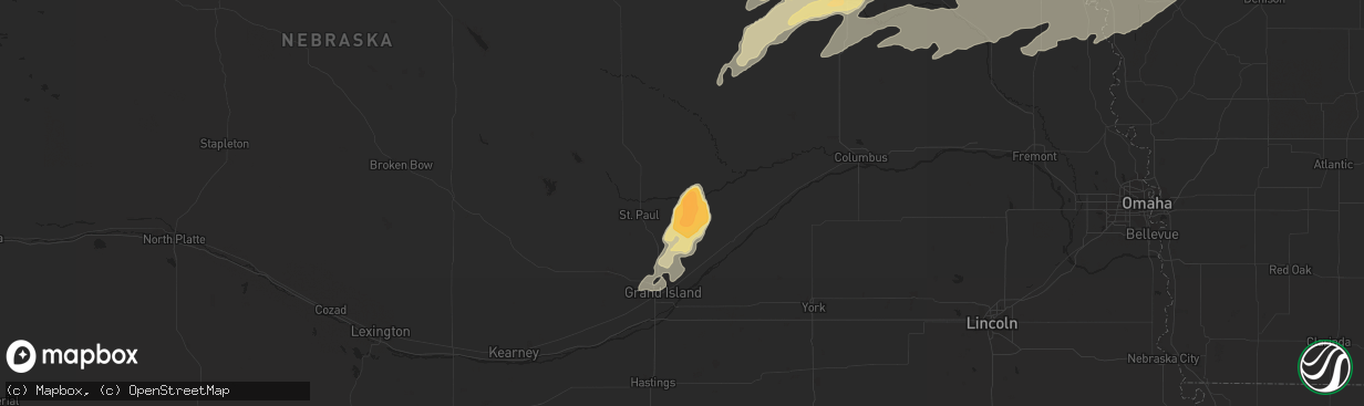Hail map in Palmer, NE on May 25, 2012