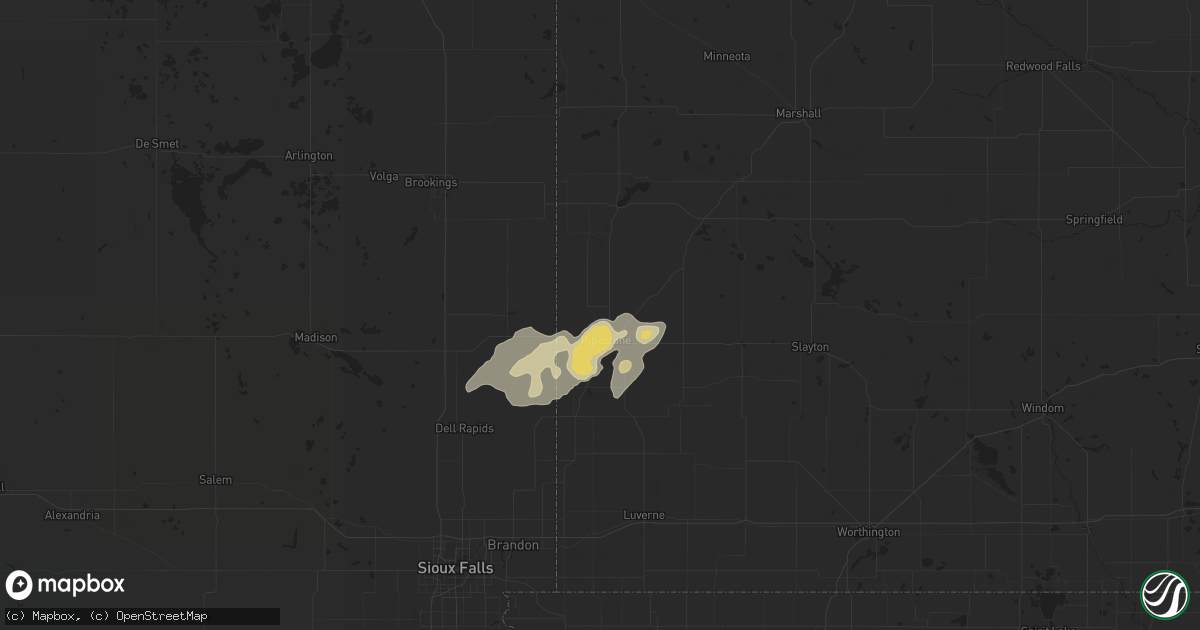 Hail map in Pipestone, MN on May 25, 2012
