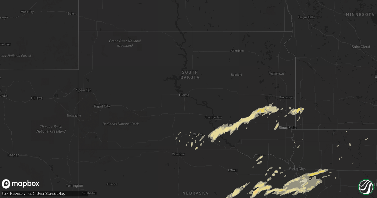 Hail map in South Dakota on May 25, 2012