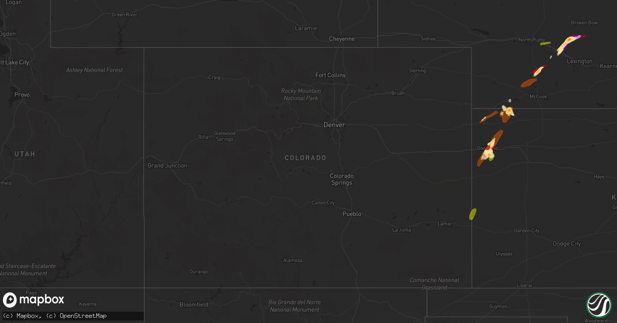 Hail map in Colorado on May 25, 2013