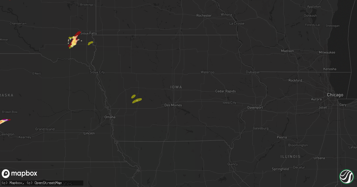Hail map in Iowa on May 25, 2013
