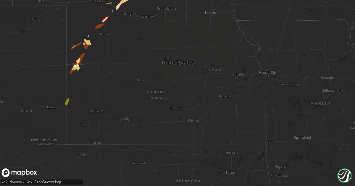 Hail map in Kansas on May 25, 2013
