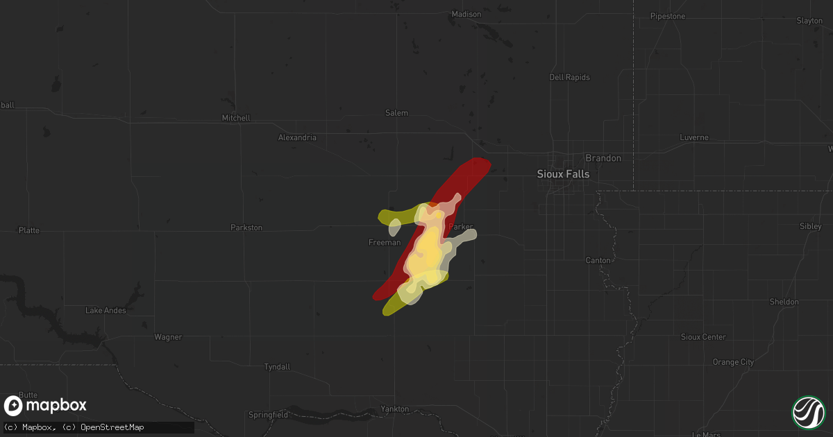 Hail map in Marion, SD on May 25, 2013