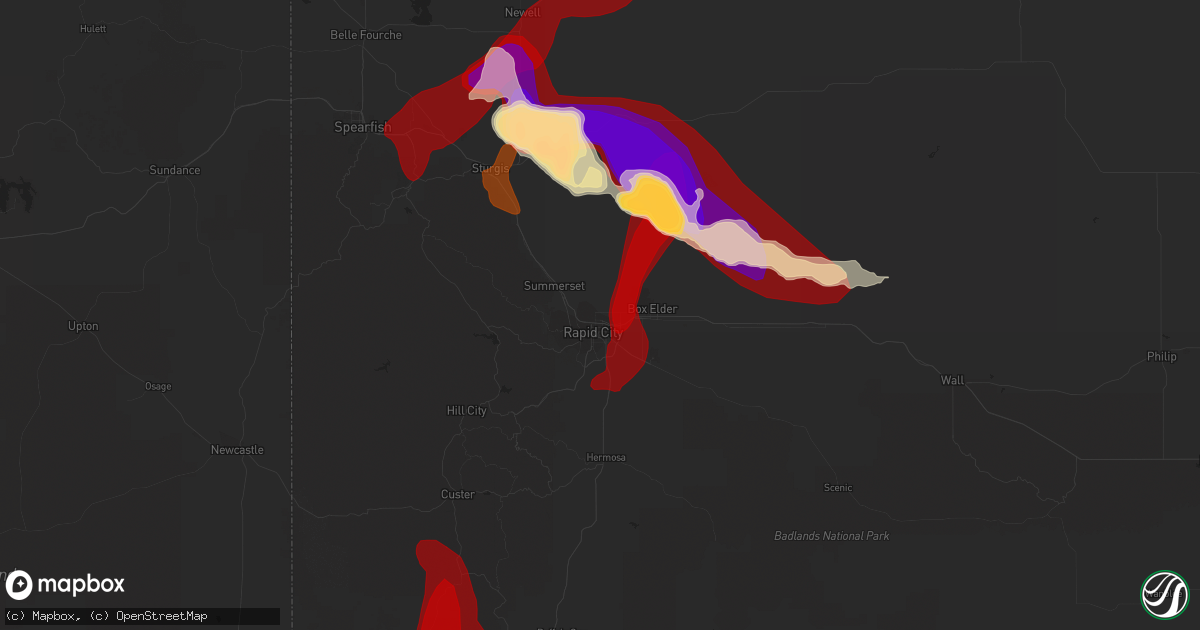 Hail map in Rapid City, SD on May 25, 2013