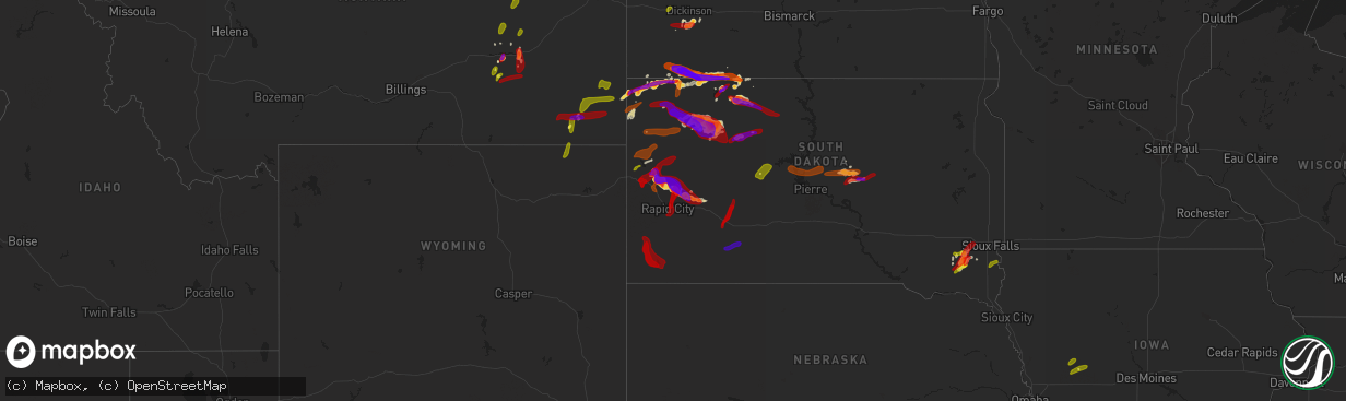 Hail map on May 25, 2013