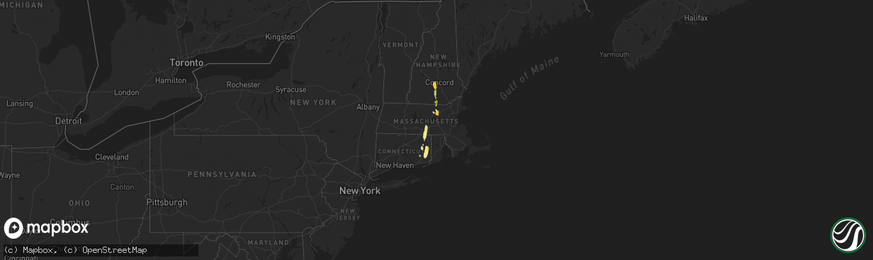 Hail map in Connecticut on May 25, 2014