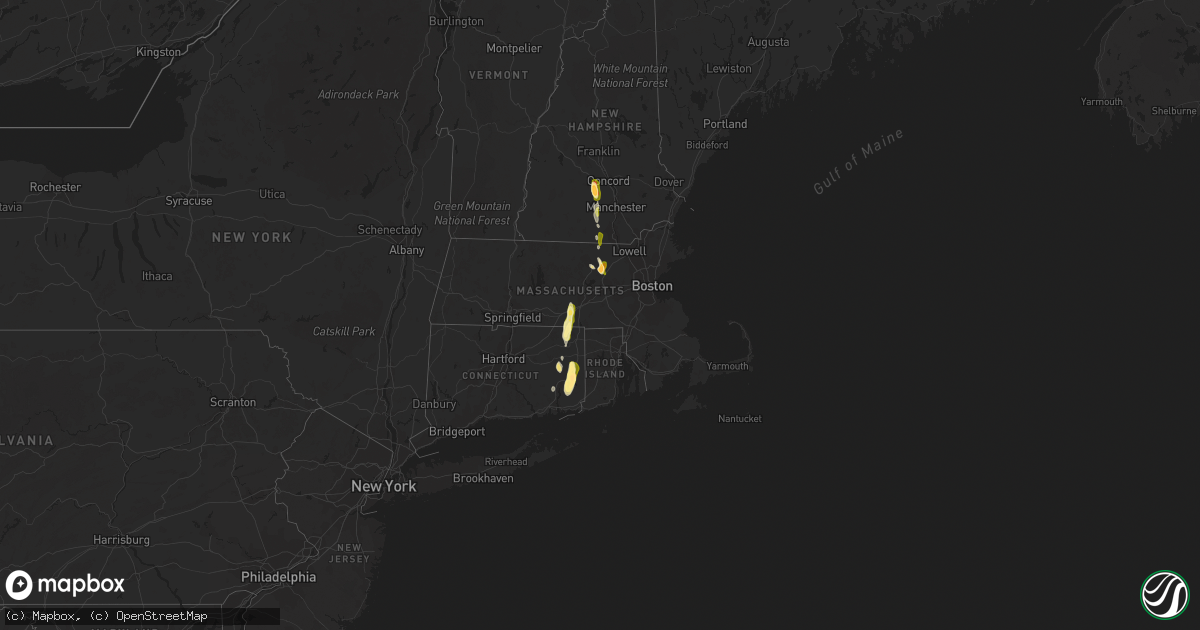 Hail map in Connecticut on May 25, 2014