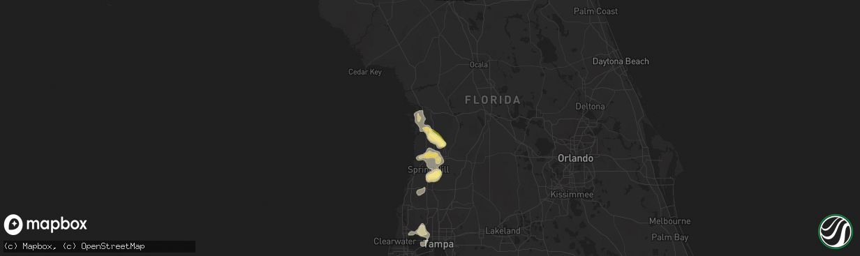 Hail map in Homosassa, FL on May 25, 2014