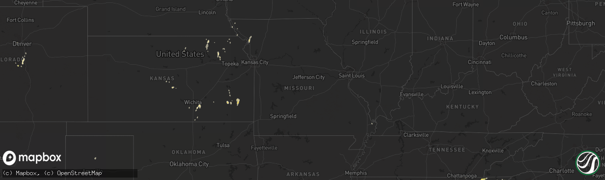 Hail map in Missouri on May 25, 2014