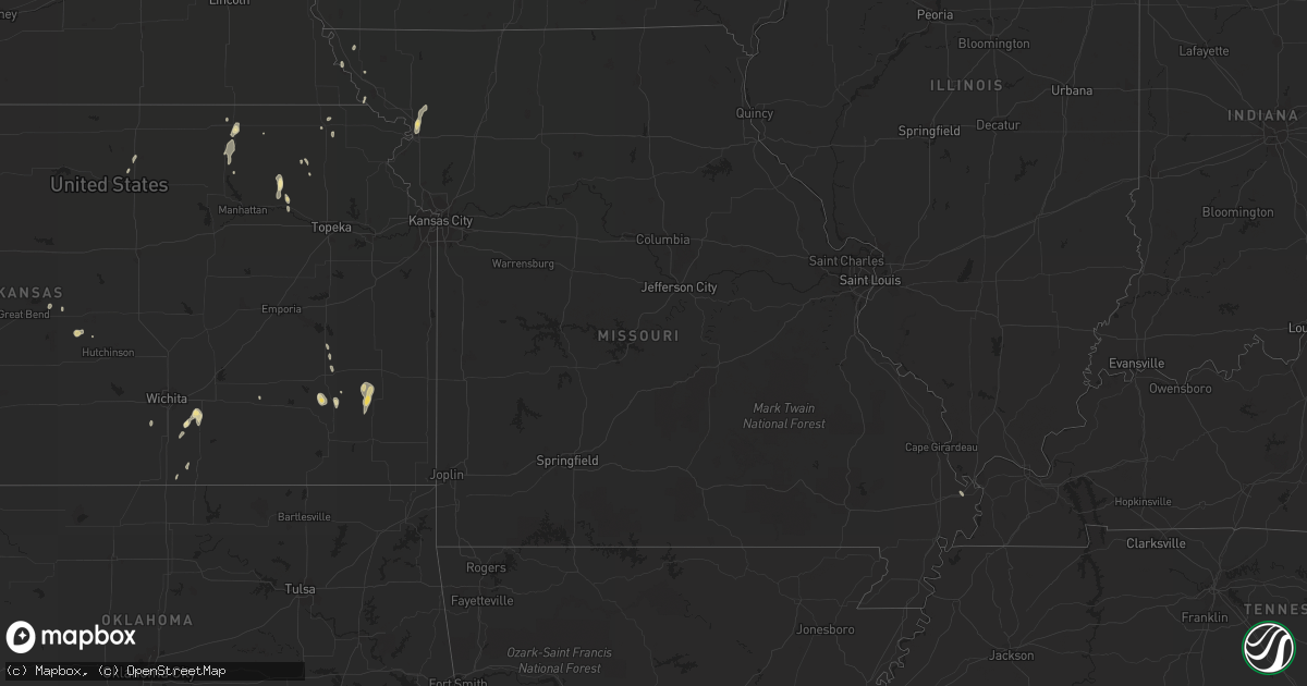 Hail map in Missouri on May 25, 2014