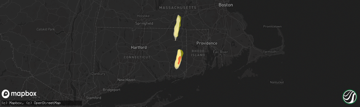 Hail map in Plainfield, CT on May 25, 2014