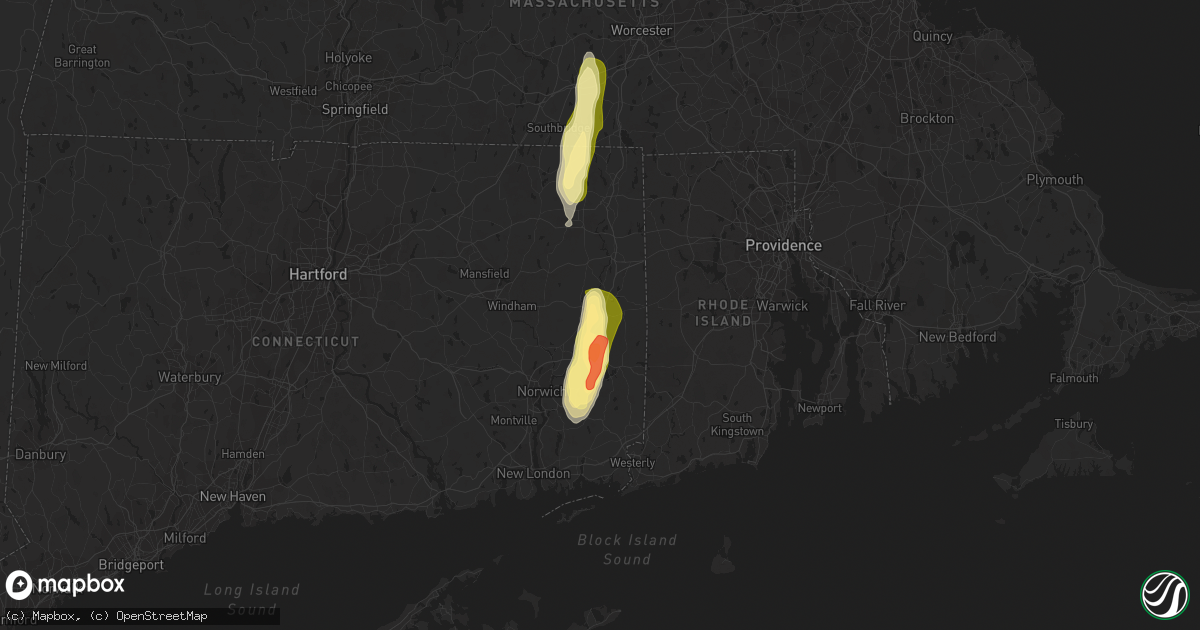 Hail map in Plainfield, CT on May 25, 2014