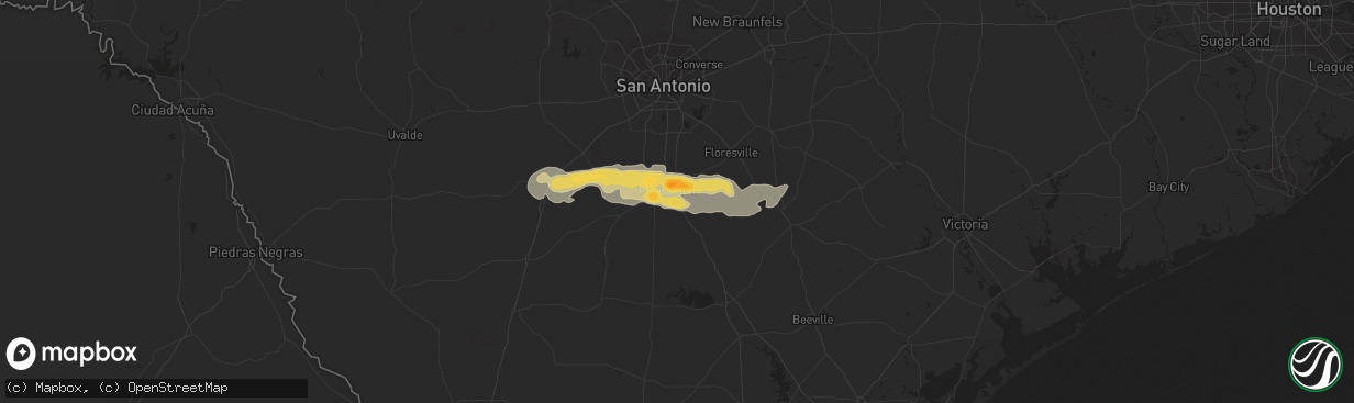 Hail map in Pleasanton, TX on May 25, 2014