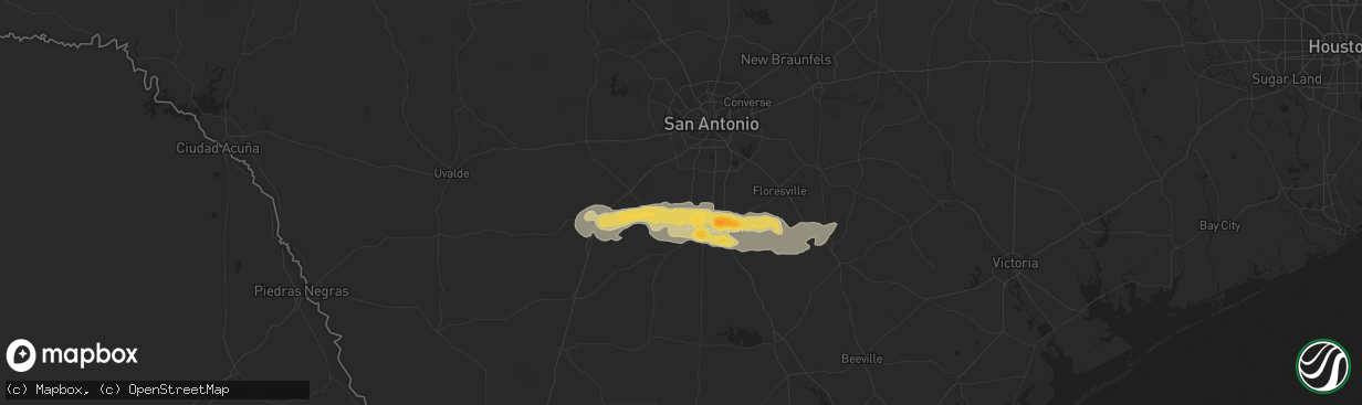 Hail map in Poteet, TX on May 25, 2014