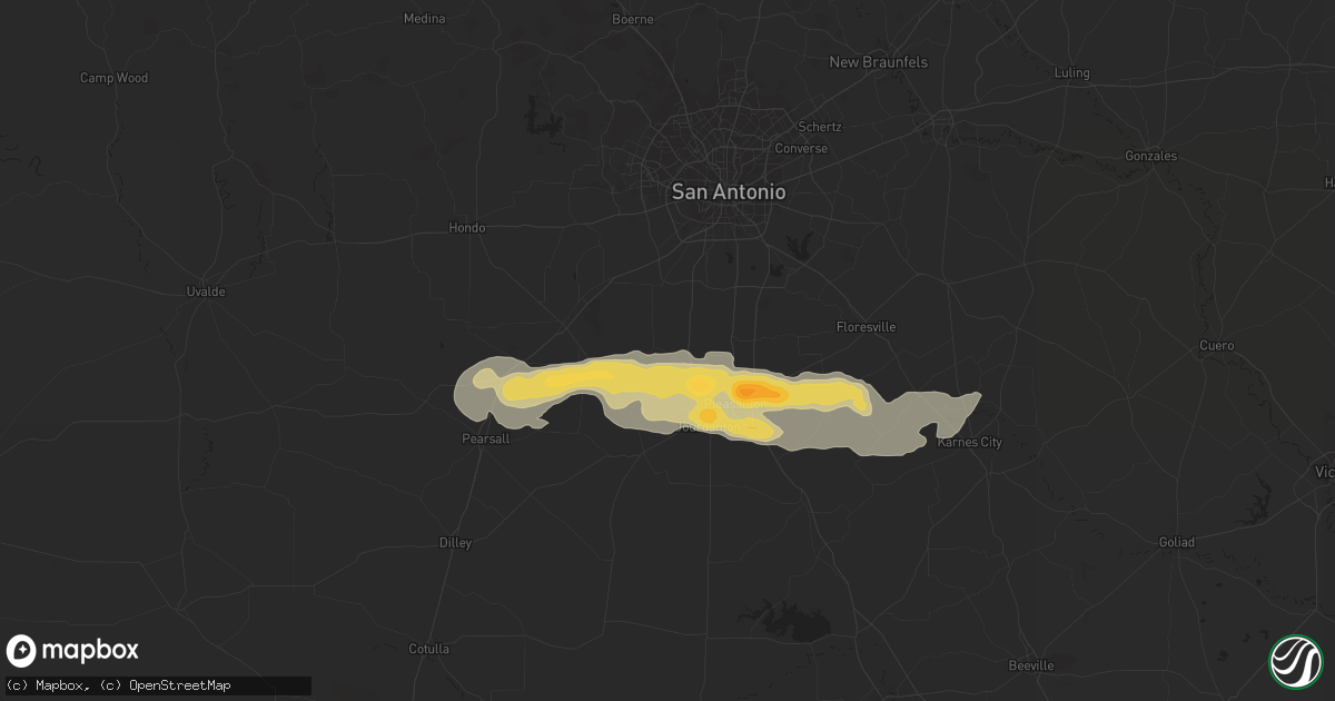 Hail map in Poteet, TX on May 25, 2014