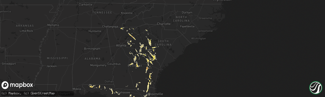 Hail map in South Carolina on May 25, 2014