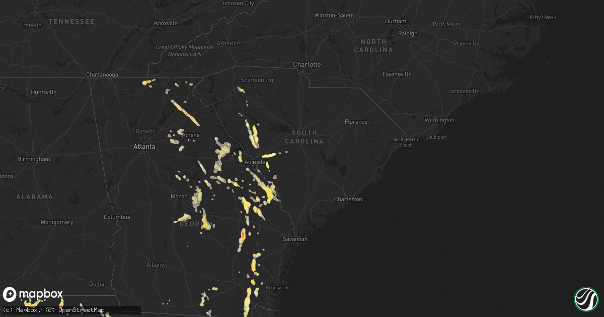 Hail map in South Carolina on May 25, 2014