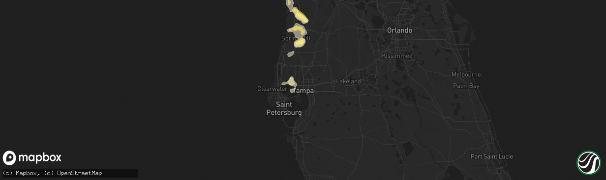 Hail map in Tampa, FL on May 25, 2014