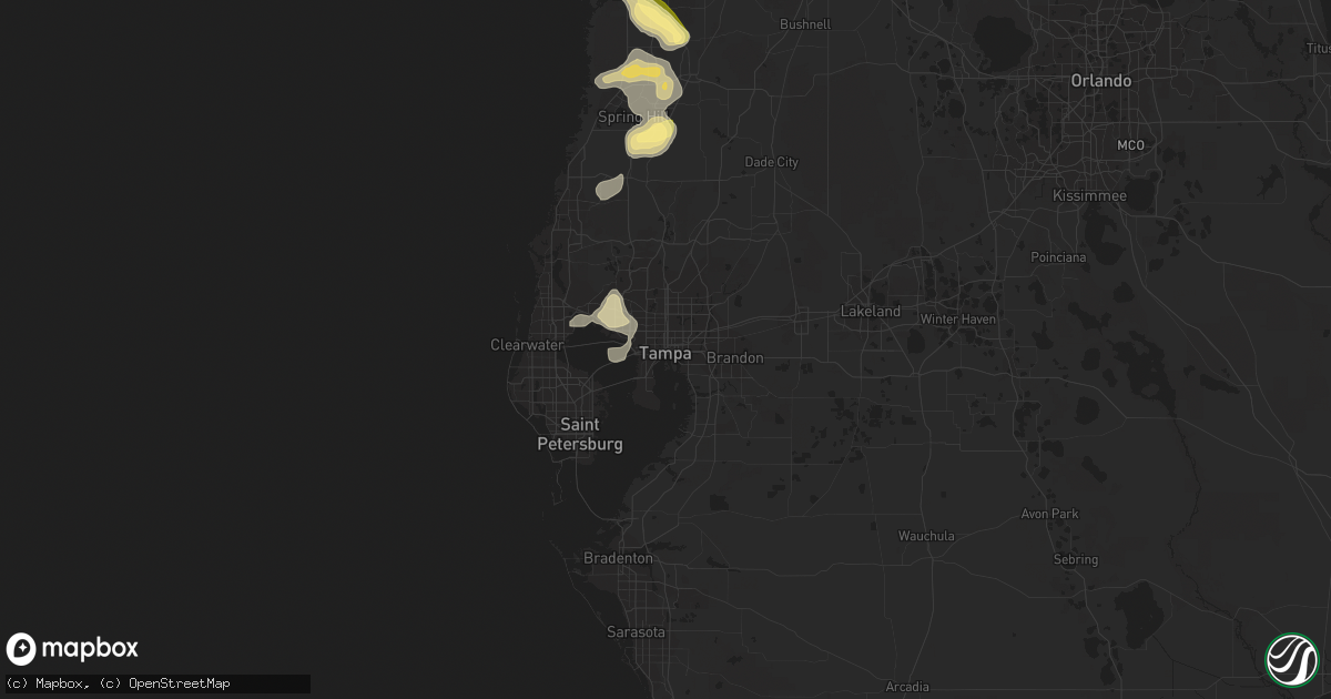 Hail map in Tampa, FL on May 25, 2014