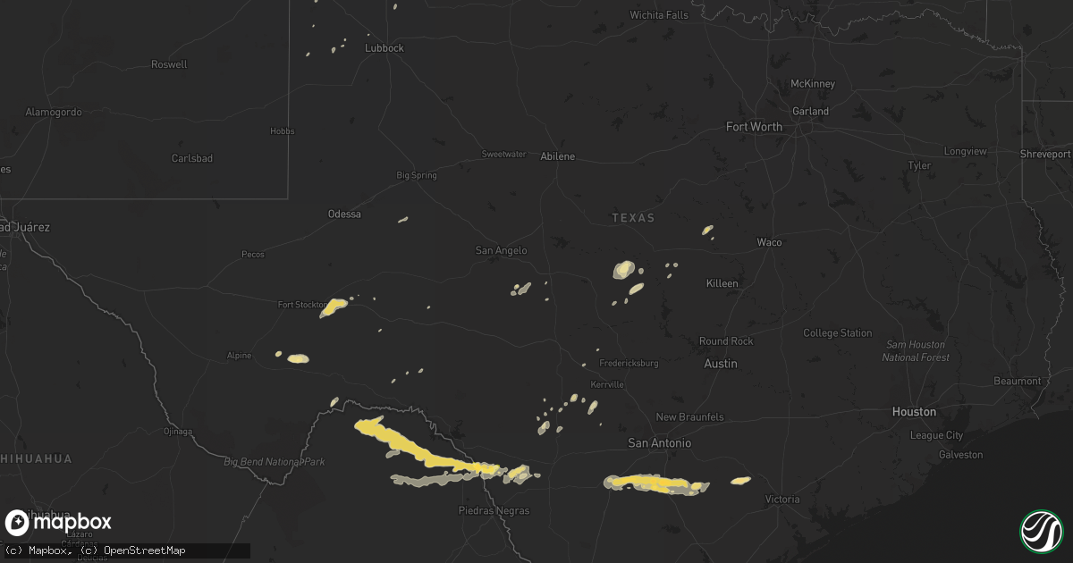 Hail map in Texas on May 25, 2014