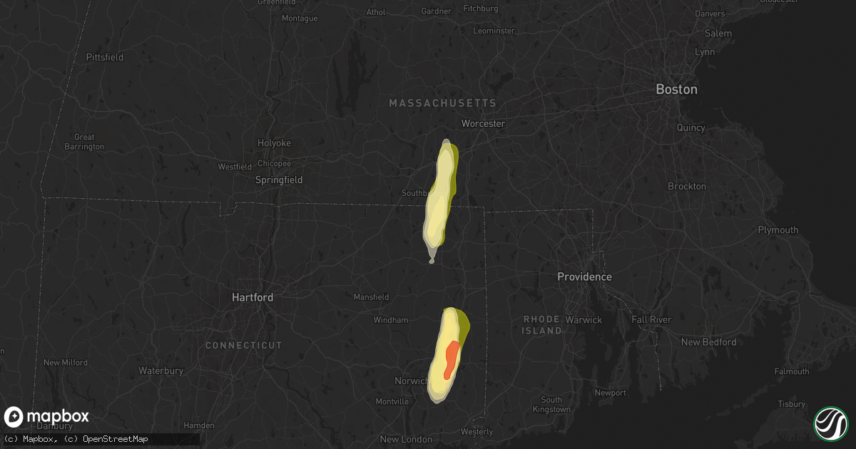 Hail map in Woodstock, CT on May 25, 2014