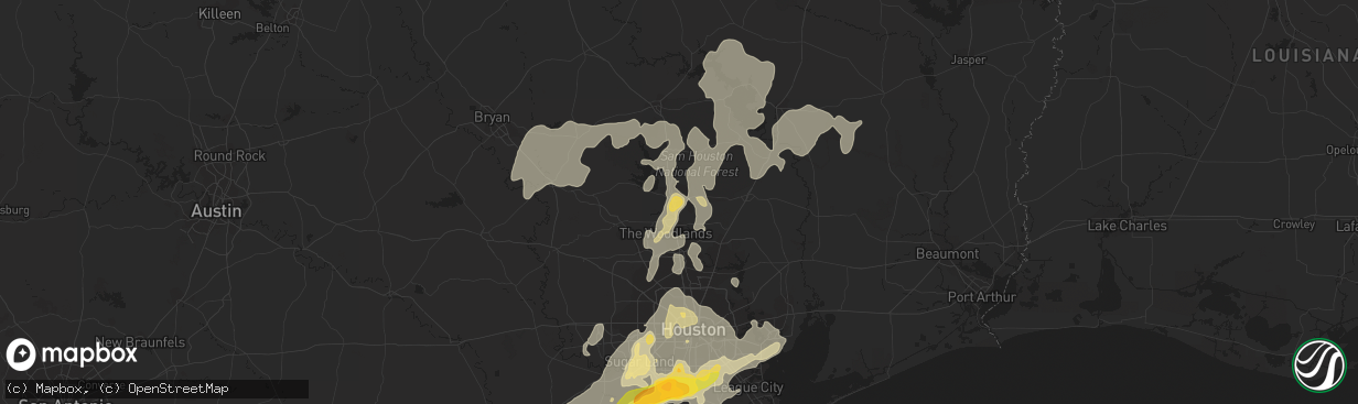 Hail map in Conroe, TX on May 25, 2015