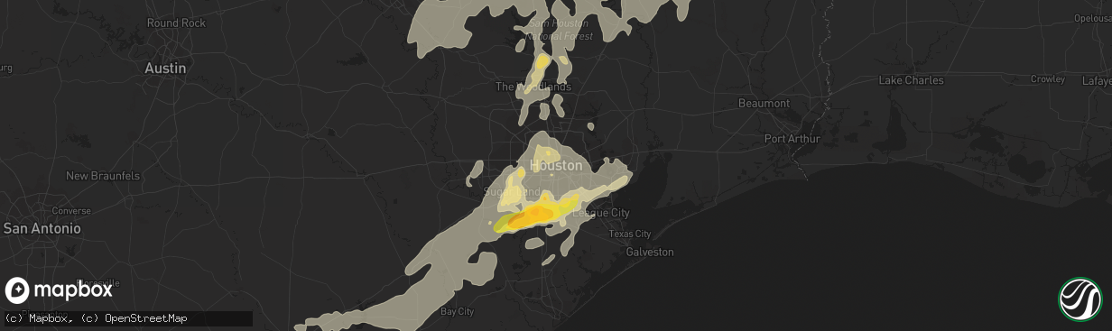 Hail map in Houston, TX on May 25, 2015