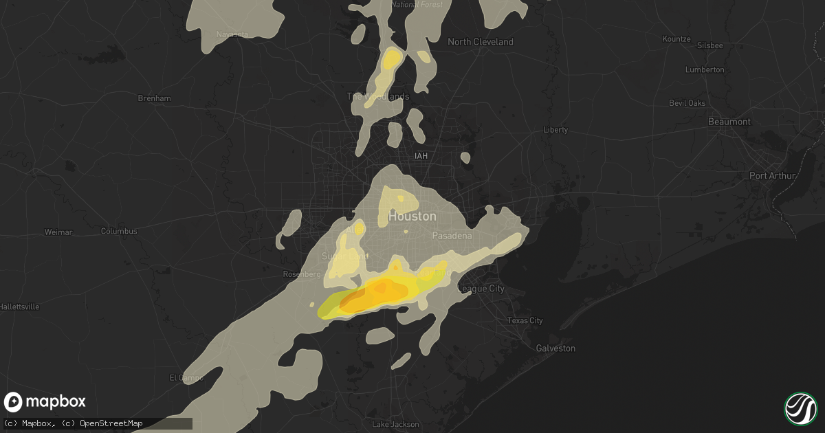 Hail map in Houston, TX on May 25, 2015