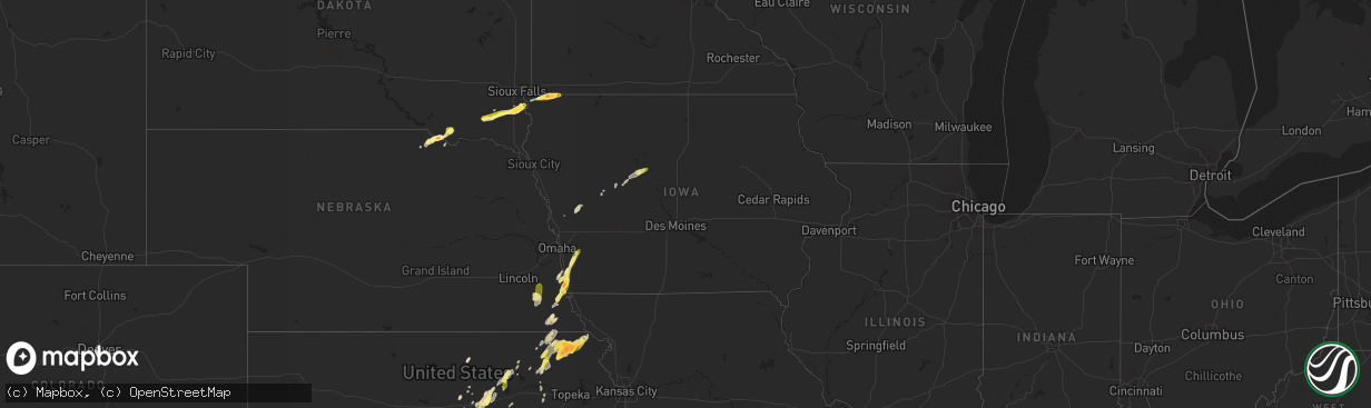 Hail map in Iowa on May 25, 2015