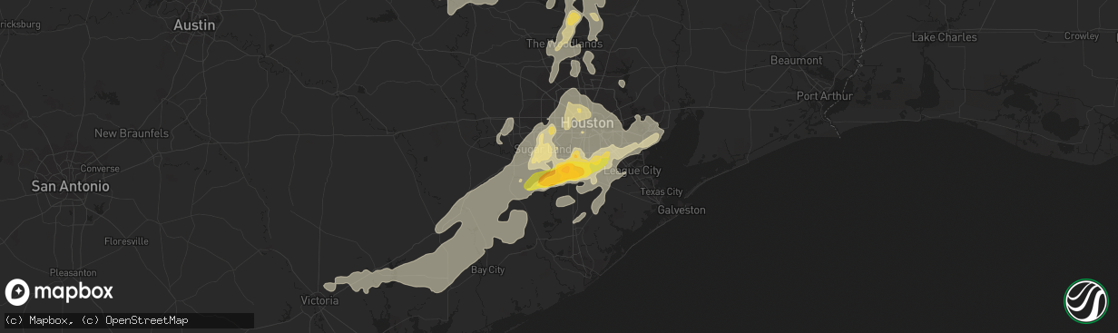 Hail map in Missouri City, TX on May 25, 2015