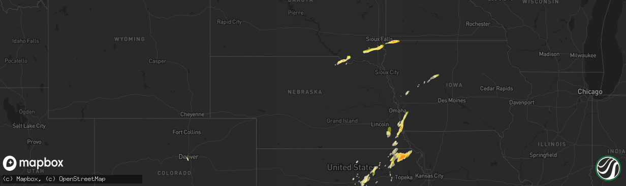 Hail map in Nebraska on May 25, 2015