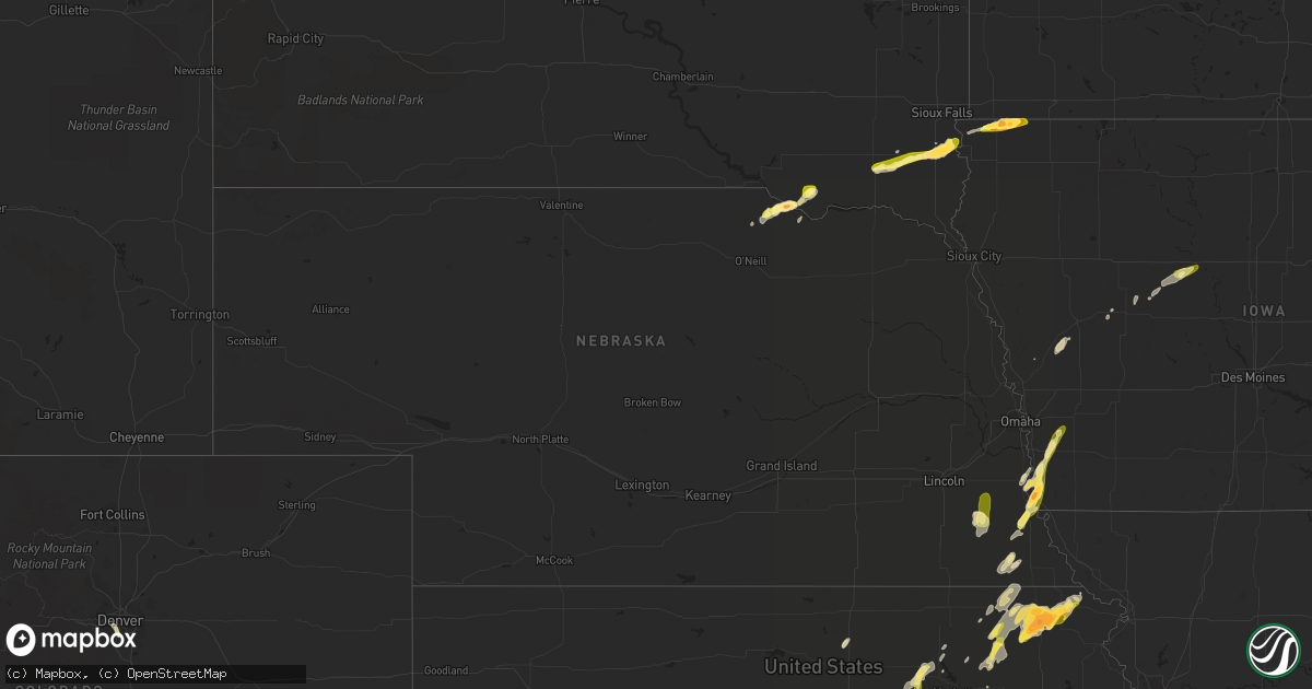 Hail map in Nebraska on May 25, 2015