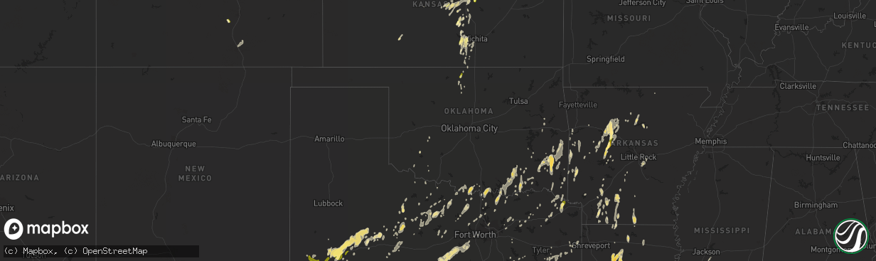 Hail map in Oklahoma on May 25, 2015