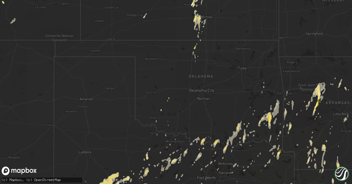 Hail map in Oklahoma on May 25, 2015
