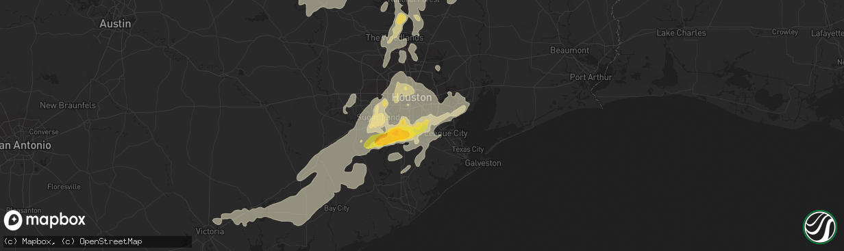 Hail map in Pearland, TX on May 25, 2015