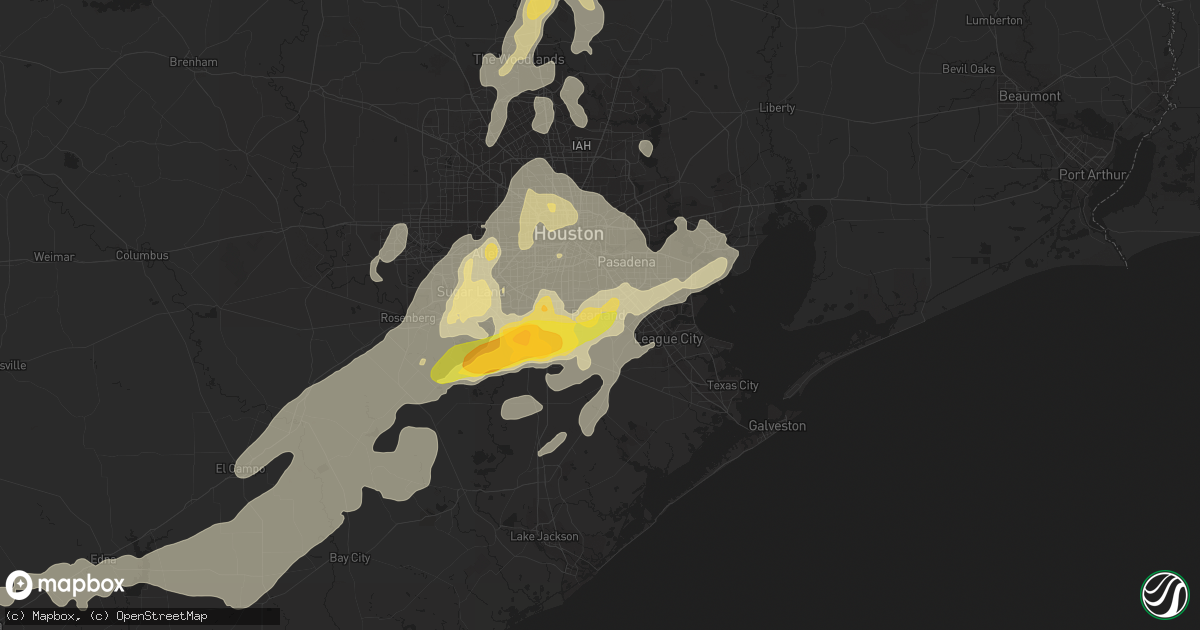 Hail map in Pearland, TX on May 25, 2015