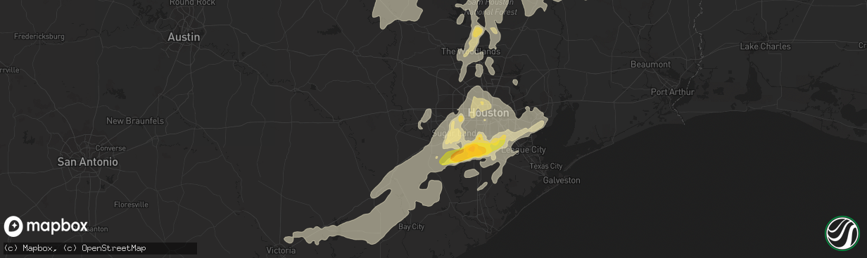 Hail map in Richmond, TX on May 25, 2015