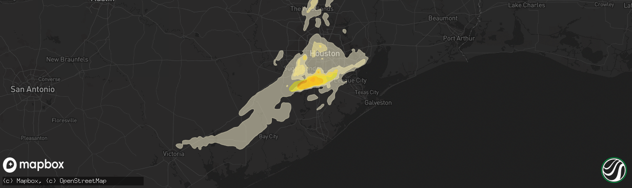 Hail map in Rosharon, TX on May 25, 2015