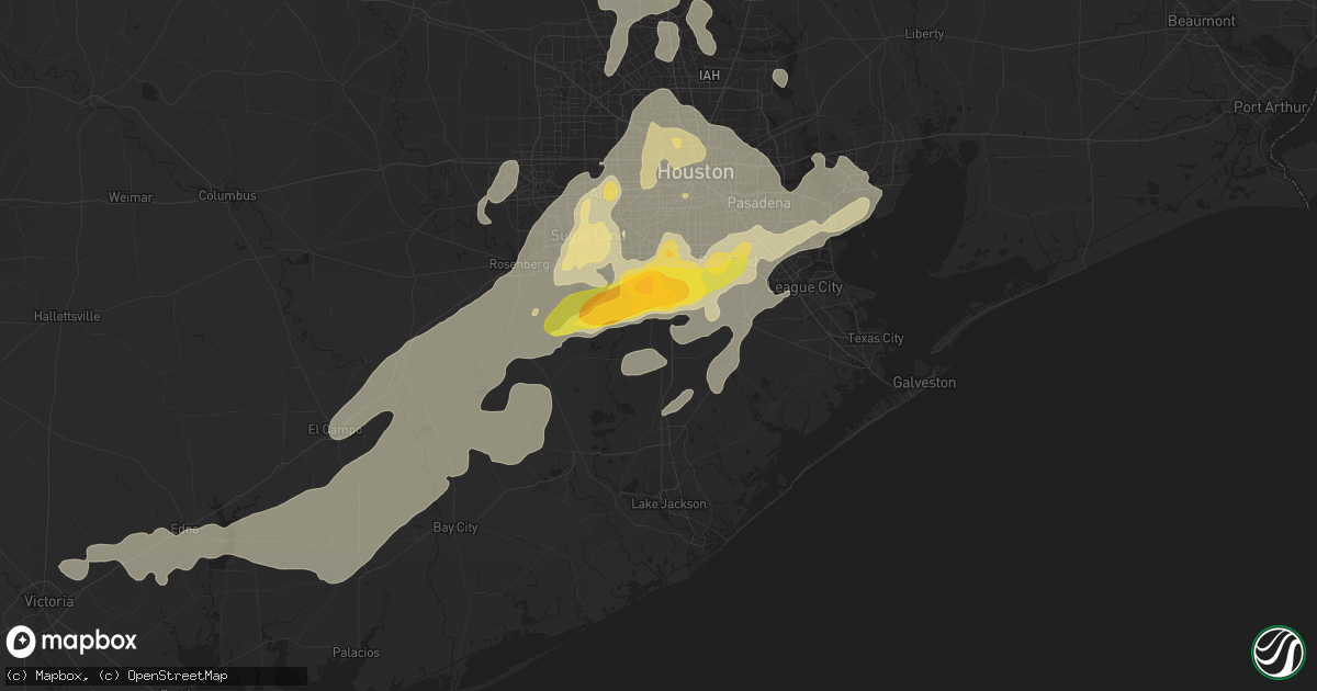 Hail map in Rosharon, TX on May 25, 2015