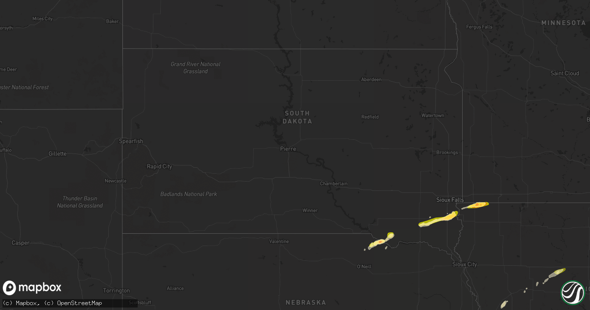 Hail map in South Dakota on May 25, 2015