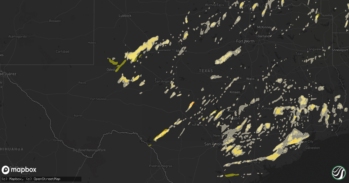 Hail map in Texas on May 25, 2015
